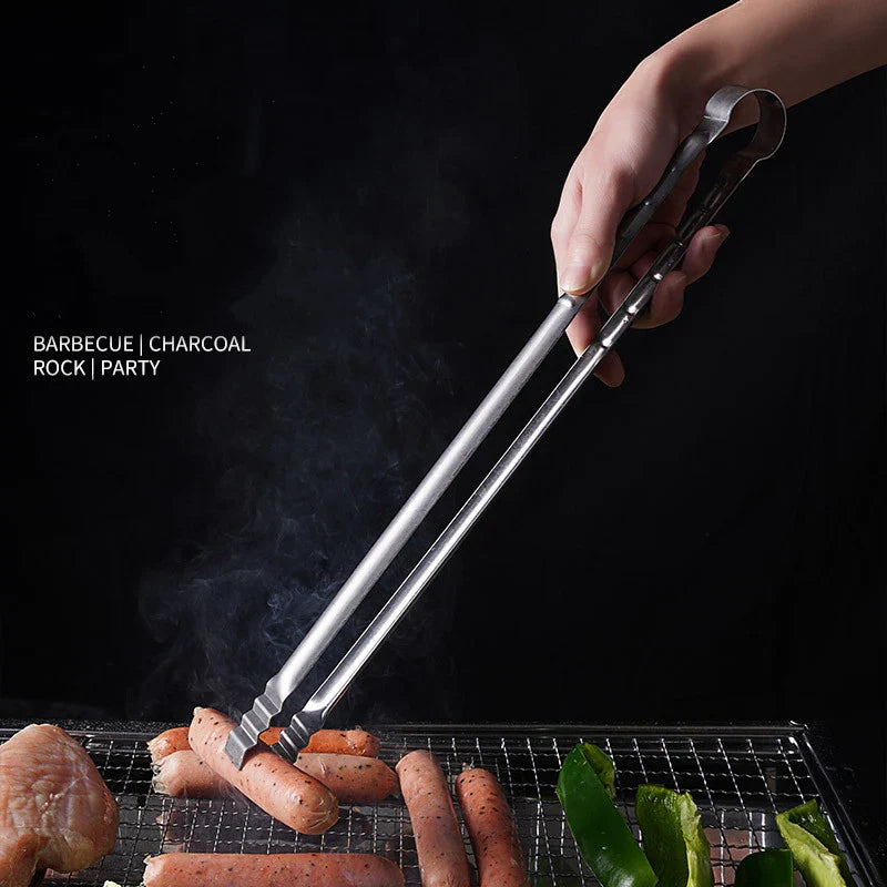 Axyaa Stainless Steel Long Handle Food Tongs: Non-Slip, Multipurpose Kitchen Gadget