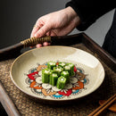Axyaa Hand-Painted Ceramic Salad Plate Deep Dish - Chinese Style Creative Tableware