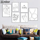 Axyaa Family Portrait Line Wall Art Canvas Poster Son Daughter Love Bedroom Decor