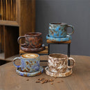 Axyaa Ceramic Coffee Cups and Saucers Set - Japanese Style Breakfast Afternoon Mugs