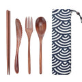 Axyaa Wooden Cutlery Set 4pcs with Pouch, Ideal for Home, Travel, Camping