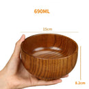 Axyaa Handcrafted Japanese Wooden Soup Bowl Large Retro Solid Wood Tableware