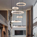 Axyaa Modern Crystal Chandelier Stair Pendant Lamp Interior Lighting for Living Room