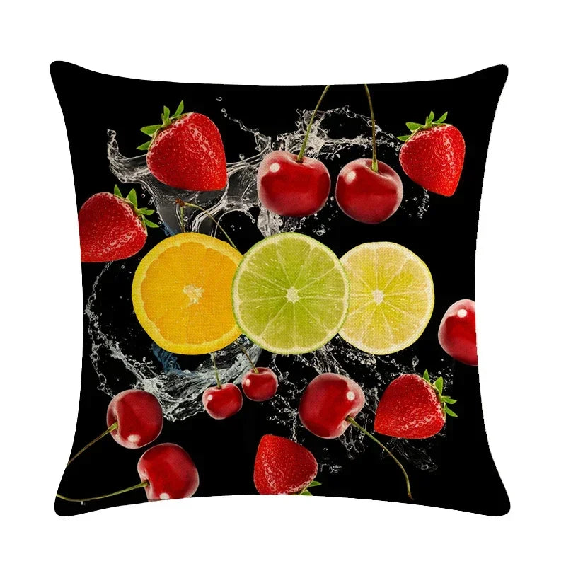 Axyaa Strawberry Kiwi Pattern Linen Pillowcase 45X45CM
