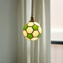 Axyaa Football Design Glass Shade LED Pendant Lamp for Children's Bedroom