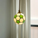 Axyaa Football Design Glass Shade LED Pendant Chandelier for Children's Bedroom