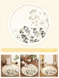 Axyaa Butterfly Pattern Plush Round Carpet for Cream Style Bedroom Decor and Living Room