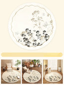 Axyaa Butterfly Pattern Plush Round Carpet for Cream Style Bedroom Decor and Living Room