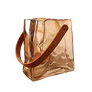 Axyaa Glass Vase Bag Style Handbag: Chic Leather Terrarium Flower Pot for Home Decor