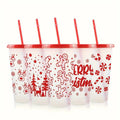 Axyaa Christmas PP Straw Cup 710ML 24OZ Reusable Santa Party Water Bottle Juice Coffee Milk Cup