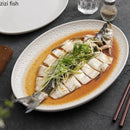 Axya Oval Fish Plate - Creative Ceramic Sushi Snack Dessert Dish