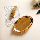 Axyaa Ceramic Leaf Jewelry Tray in Rose Gold and Silver