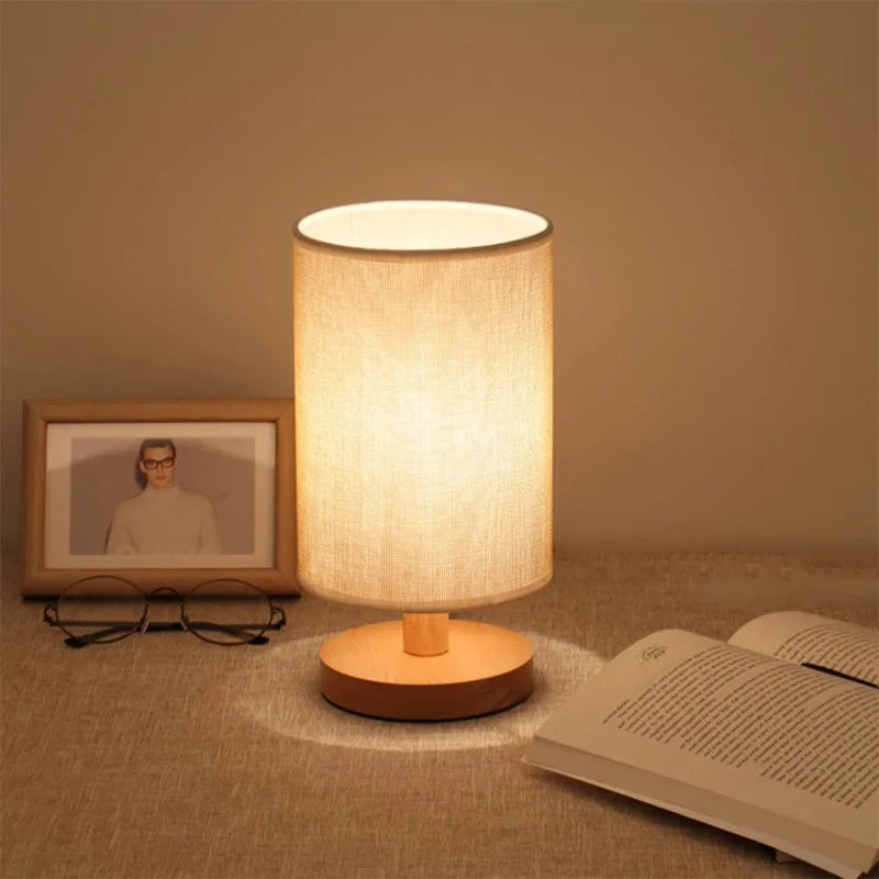 USB Bedside Table Lamp Cylinder Shade LED Night Light for Home Decor by Axya