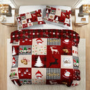 Axyaa Christmas Reindeer Plaid Duvet Cover Set - 3 Piece Set