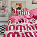 Axyaa Princess Pink Heart Bedding Set - Queen Twin Size - Cute Kawaii Design