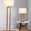 Axyaa Brass Rectangle Table Lamp with Fabric Shade - Nordic E27 Bulb