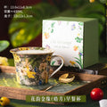 Axyaa Camellia Flower Fine Bone Coffee Cup with Lid - Colorful Floral Mug