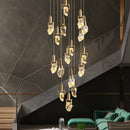 Axyaa LED Diamond Crystal Chandelier for Living Room Staircase - Gold Luminaire