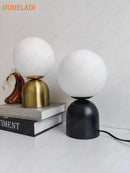 Axyaa Black Iron Glass Ball Table Lamps Nordic Bedroom Lighting