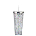 Axyaa Glitter Double Layer Sippy Cup, Large Capacity Reusable Coffee Milk Tea Cup