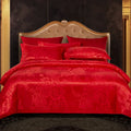Axyaa Luxury Jacquard Bedding Set - European Style Satin Duvet Cover for Double Bed