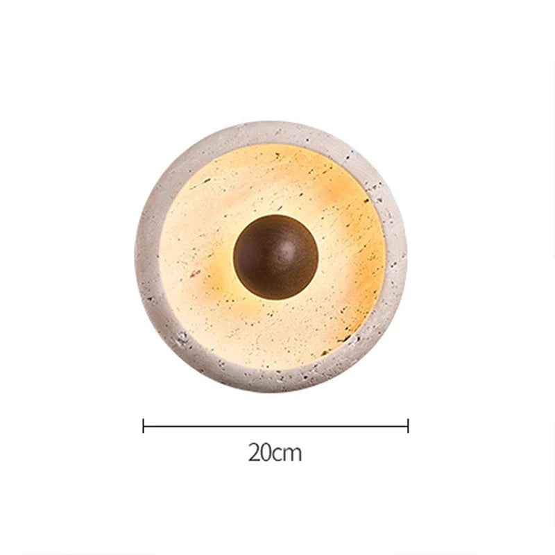 Axyaa Circular Peach Wood Stone LED Wall Lights