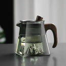 Axya Glass Tea Pot with Infuser and Square Filter - Heat Resistant Teaware
