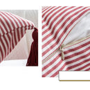Axyaa Red Striped Tassel Pillow Cover - Modern Farmhouse Decor for Couch and Bed