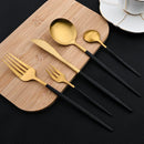 Axyaa 30-Piece Stainless Steel Matte Gold Cutlery Set & Tableware Kit