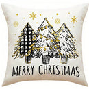 Axyaa Merry And Bright Christmas Holiday Pillow Cover for Sofa, Bedroom & Car