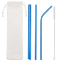 Axyaa Stainless Steel Sharp Metal Drinking Straw Set with Cleaner Brush