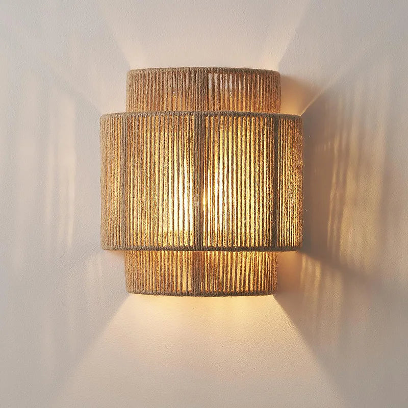 Axyaa Mori Sconce: Japanese Wall Lamp with Hemp Rope Pendant Lights