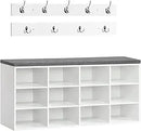 Axyaa Shoe Storage Bench with Cushion, 12-Cubby Organizer, 39.4L Capacity