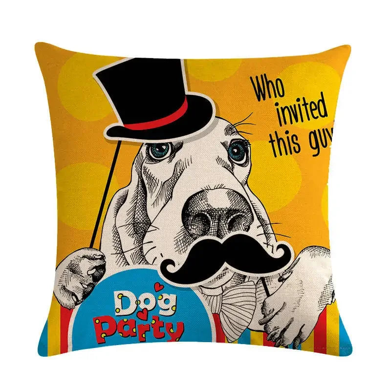 Axyaa Cartoon Dog Linen Pillow Case 45*45cm
