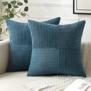 Axyaa Corduroy Striped Throw Pillow Covers for Couch - 18 inch Textured Cushion Covers
