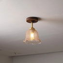 Axyaa Modern Wood Glass LED Ceiling Lights for Living Room Balcony Lighting