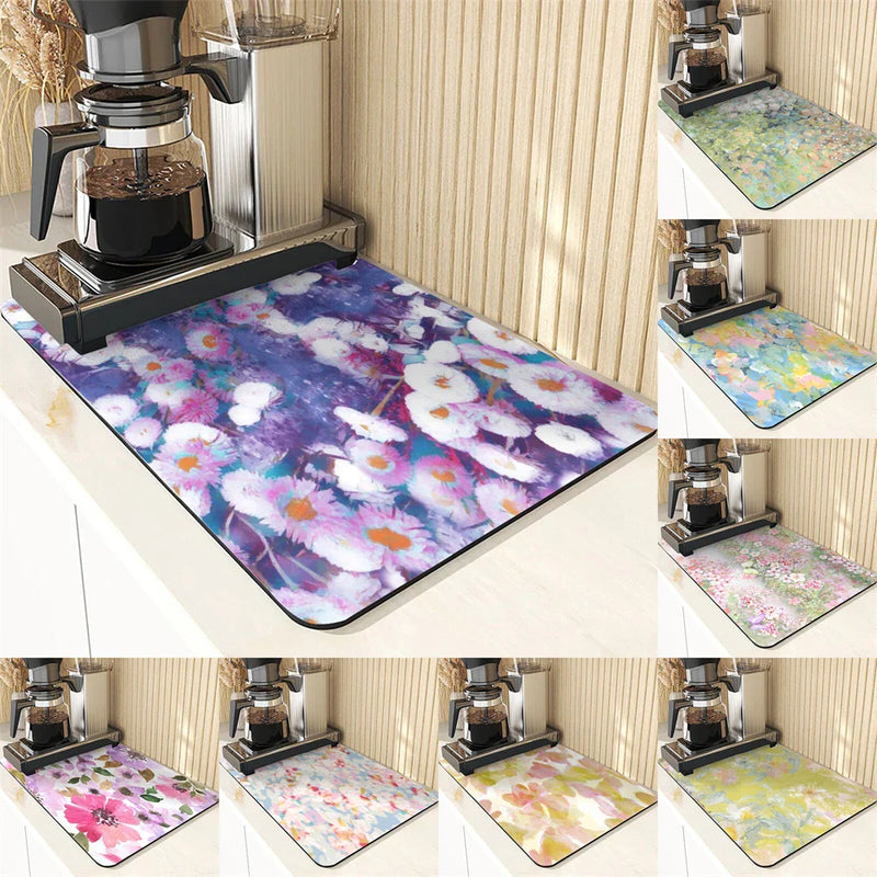 Floral Pattern Kitchen Coasters Set by Axyaa