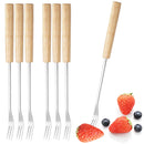 Axyaa Stainless Steel Cheese Hot Pot Fork Set - 6Pcs Flatware Dessert Dinnerware