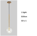 Axyaa Clear Glass Globe LED Pendant Chandelier - Modern Metal Hanging Light for Dining Room
