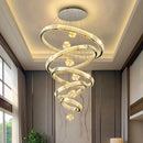 Axyaa Crystal Chandelier Stair Pendant Lamp Living Room Pendant Lights Interior Lighting