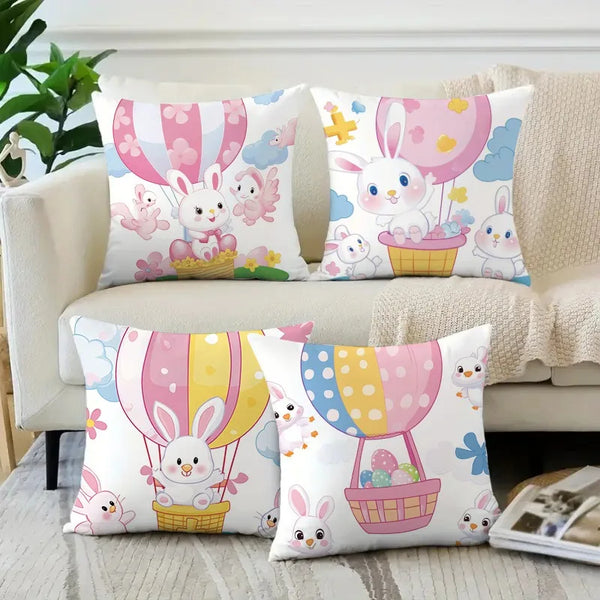 Axyaa Easter Rabbit Pattern Print Pillowcases for Home Decoration