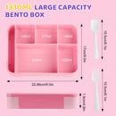 Axyaa Pink Microwave Bento Lunch Box with 6 Compartments for Girls