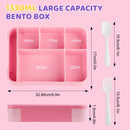 Axyaa Pink Bento Lunch Box for Girls with 6 Compartments - BPA-Free & Microwave-Safe