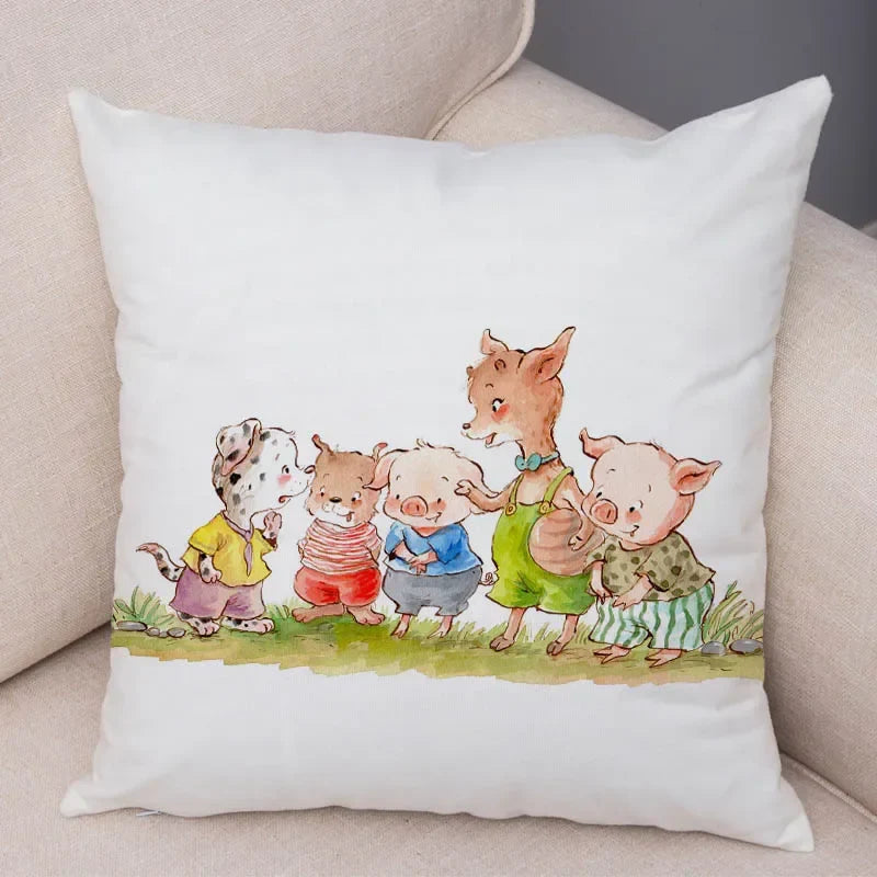 Axyaa Cartoon Pig Cushion Cover 45x45cm Super Soft Short Plush Pillowcase