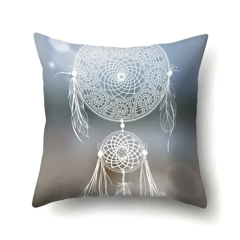 Axyaa Boho Indian Feather Dreamcatcher Pillow Cushion Cover for Home Decor