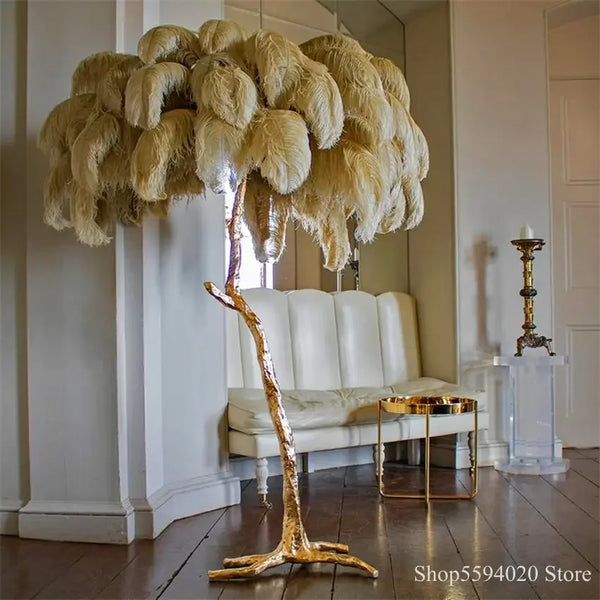 Axyaa Modern Ostrich Hair LED Floor Lamp for Hotel Living Room Lighting