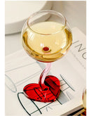 Axyaa Heart Shape Glass Goblet: High Borosilicate Champagne Cup for Valentine's Day