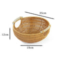 Axyaa Boho Rattan Storage Tray: Woven PP Wicker Basket Snack Plate for Coffee Shop