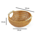 Axyaa Boho Rattan Storage Tray: Woven PP Wicker Basket Snack Plate for Coffee Shop
