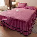 Axyaa European Winter Padded Milk Fleece Bed Skirt - Single Piece Coral Fleece Mattress Cover